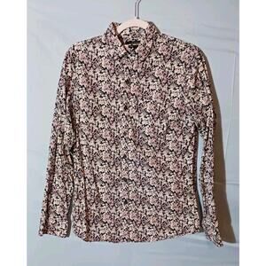 Marc Anthony Floral Button Down Long Sleeve Luxury Slim Fit Shirt Small